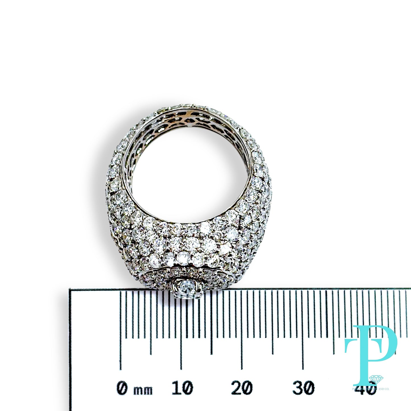 14KT WHITE GOLD “ICEBERG” RING 9.22CTW VVS-1 LAB-GROWN DIAMOND SIGNET RING