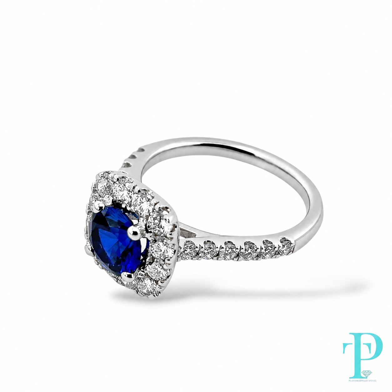 14KT GOLD LAB-GROWN 2.00CTW SAPPHIRE & DIAMOND RING