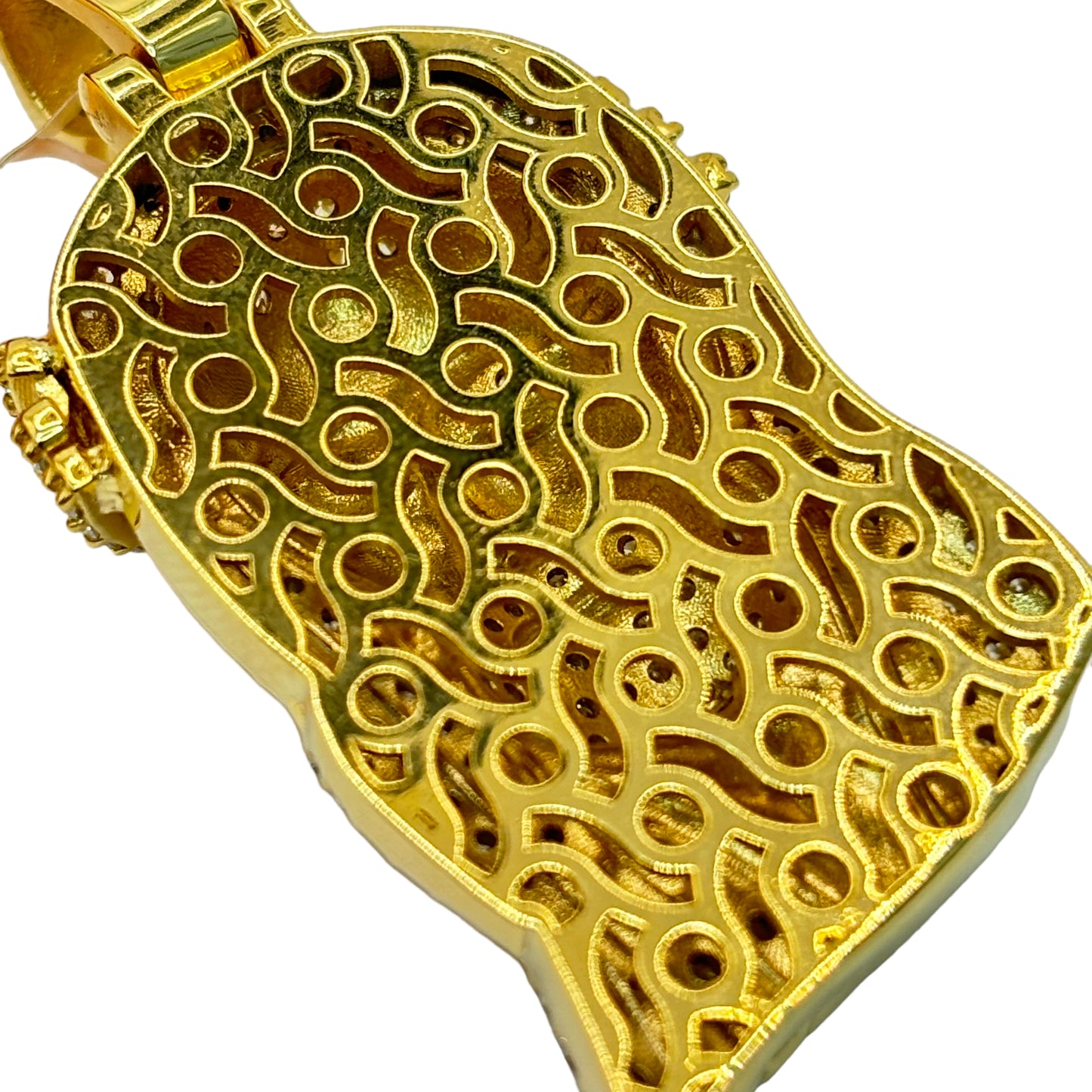 14KT SMALL/MEDIUM JESUS HEAD 3.12CTW VVS-1 NATURAL DIAMOND PENDANT
