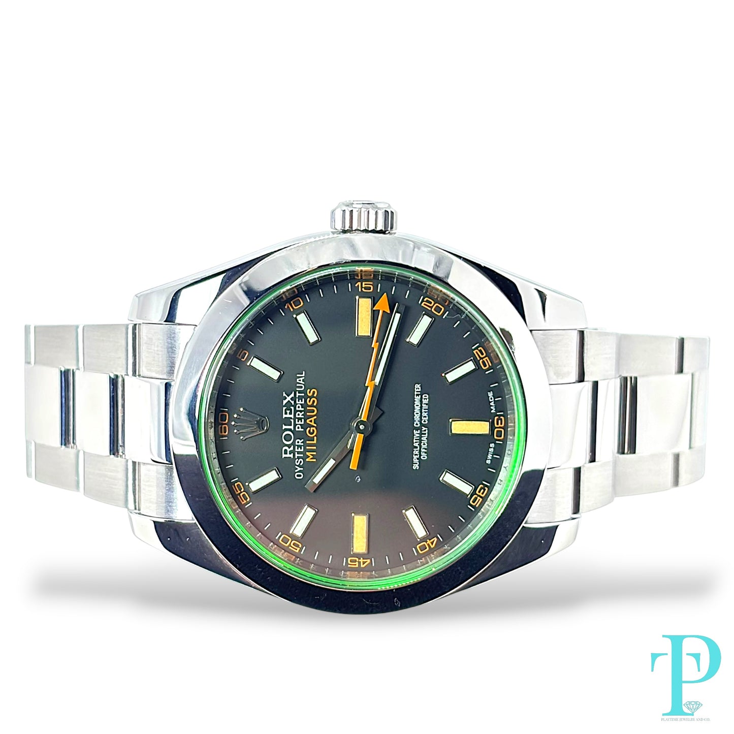 40MM ROLEX MILGAUSS GREEN CRYSTAL / Ref.116400V BLACK DIAL