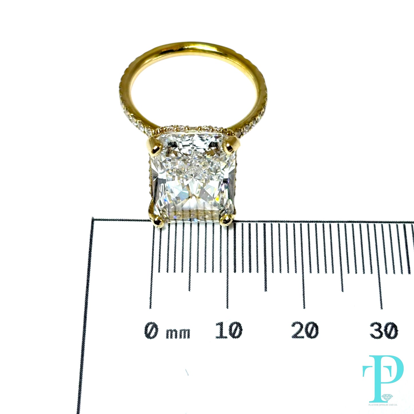 10.58CTW RADIANT-CUT LAB-GROWN DIAMOND ENGAGEMENT RING 14KT YELLOW GOLD