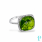 14KT GOLD LAB-GROWN 7.00CTW APPROX. PERIDOT & DIAMOND RING