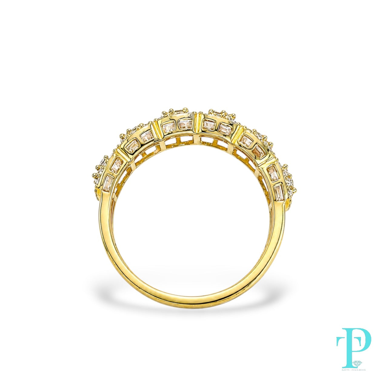 14KT 2.85CTW BAGUETTE CLUSTER DIAMOND UNISEX RING