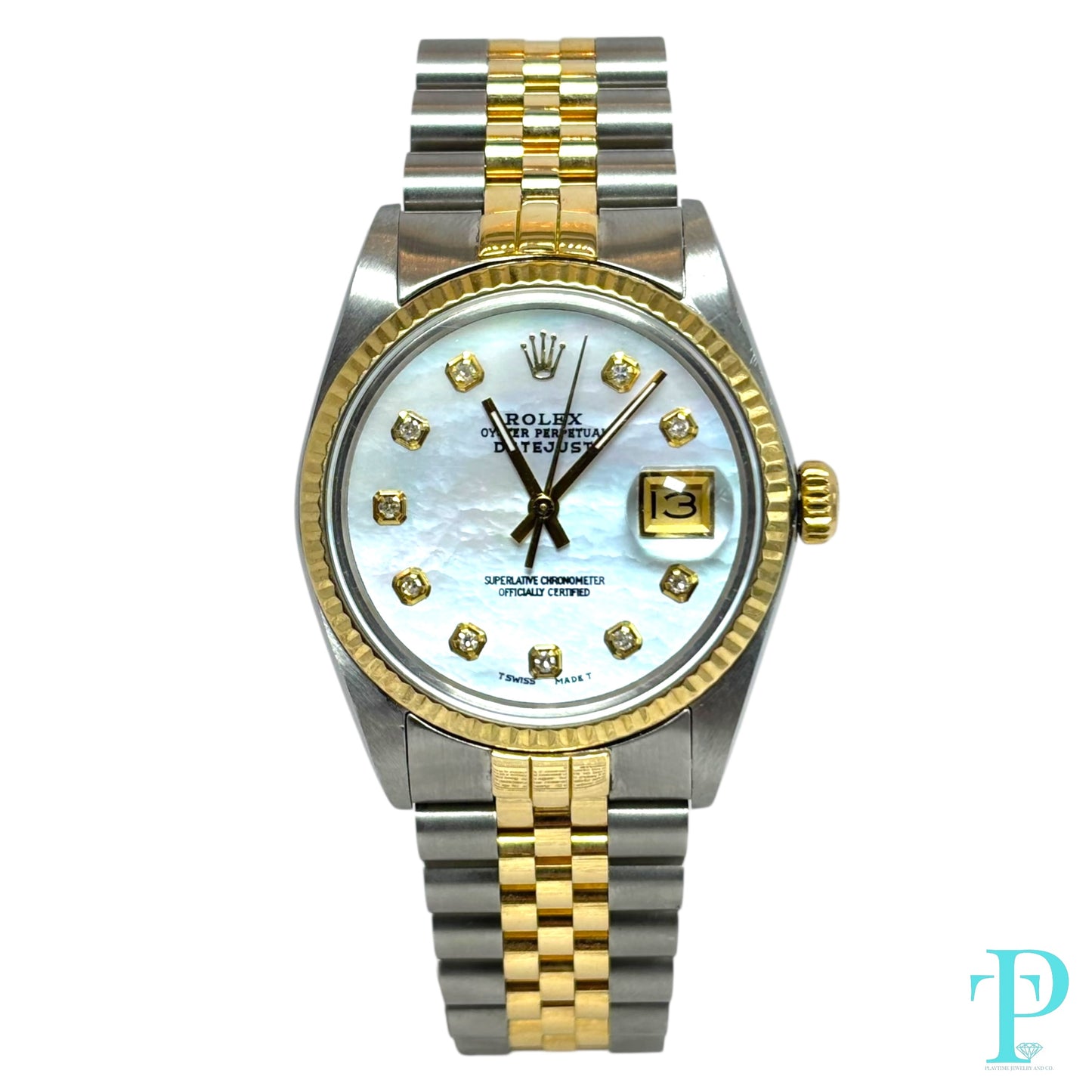 36MM ROLEX DATEJUST 18KT YELLOW GOLD TWO-TONE WITH STEEL. REF.16013