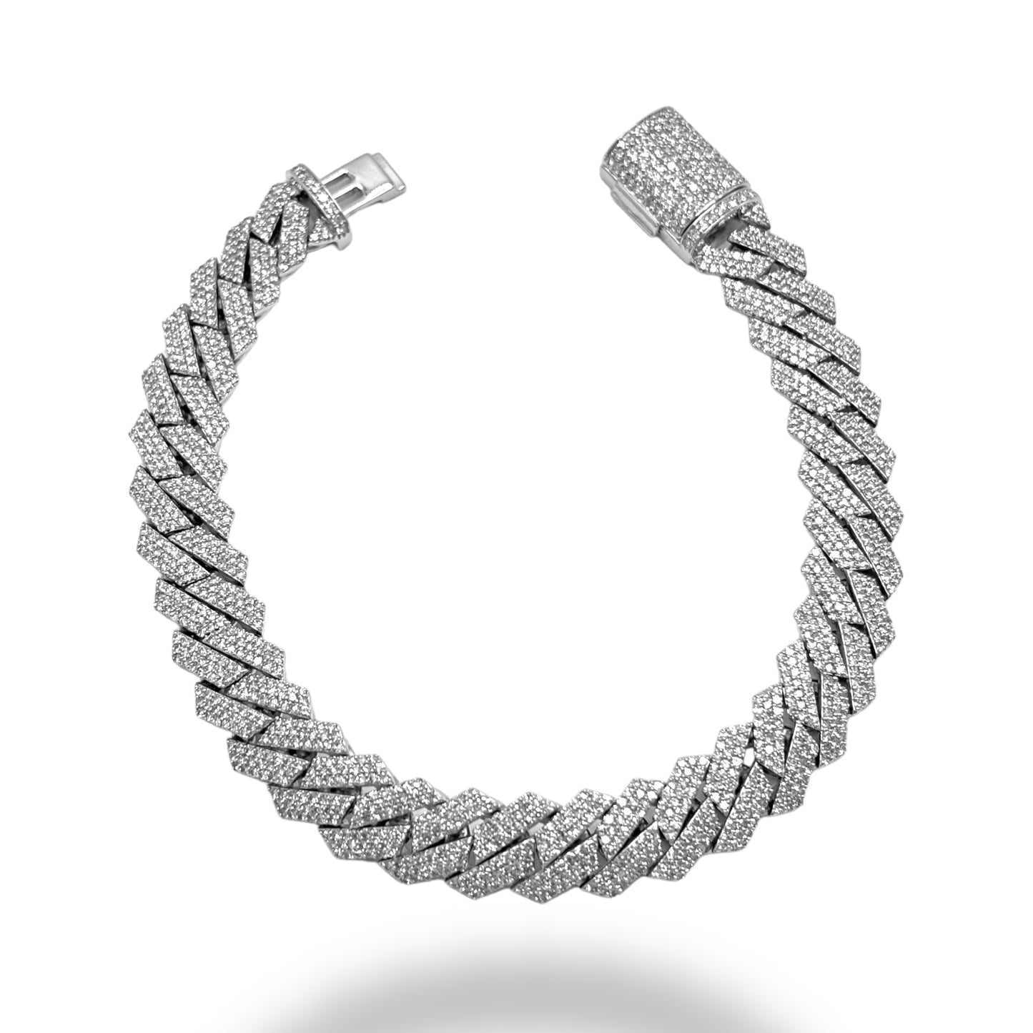 10KT WHITE GOLD DIAMOND MIAMI CUBAN LINK BRACELET 7.00CTW