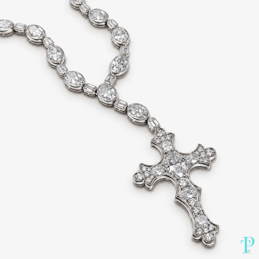 14KT WHITE GOLD DIAMOND ROSARY NECKLACE 41.23CTW (LGD)