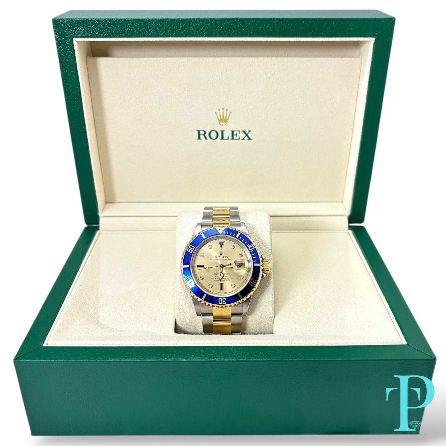 40MM ROLEX SUBMARINER (ANNIVERSARY “SERTI” DIAL) 18KT GOLD / STAINLESS STEEL TWO-TONE / OYSTER BRACELET / AUTOMATIC / DIAMOND AND SAPPHIRE SET HOUR MARKERS