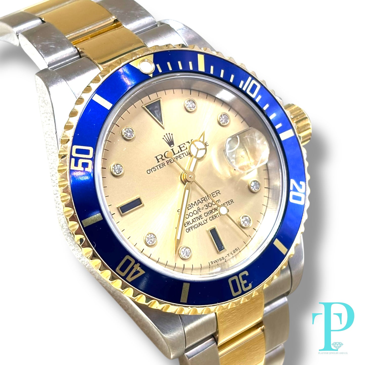 40MM ROLEX SUBMARINER (ANNIVERSARY “SERTI” DIAL) 18KT GOLD / STAINLESS STEEL TWO-TONE / OYSTER BRACELET / AUTOMATIC / DIAMOND AND SAPPHIRE SET HOUR MARKERS