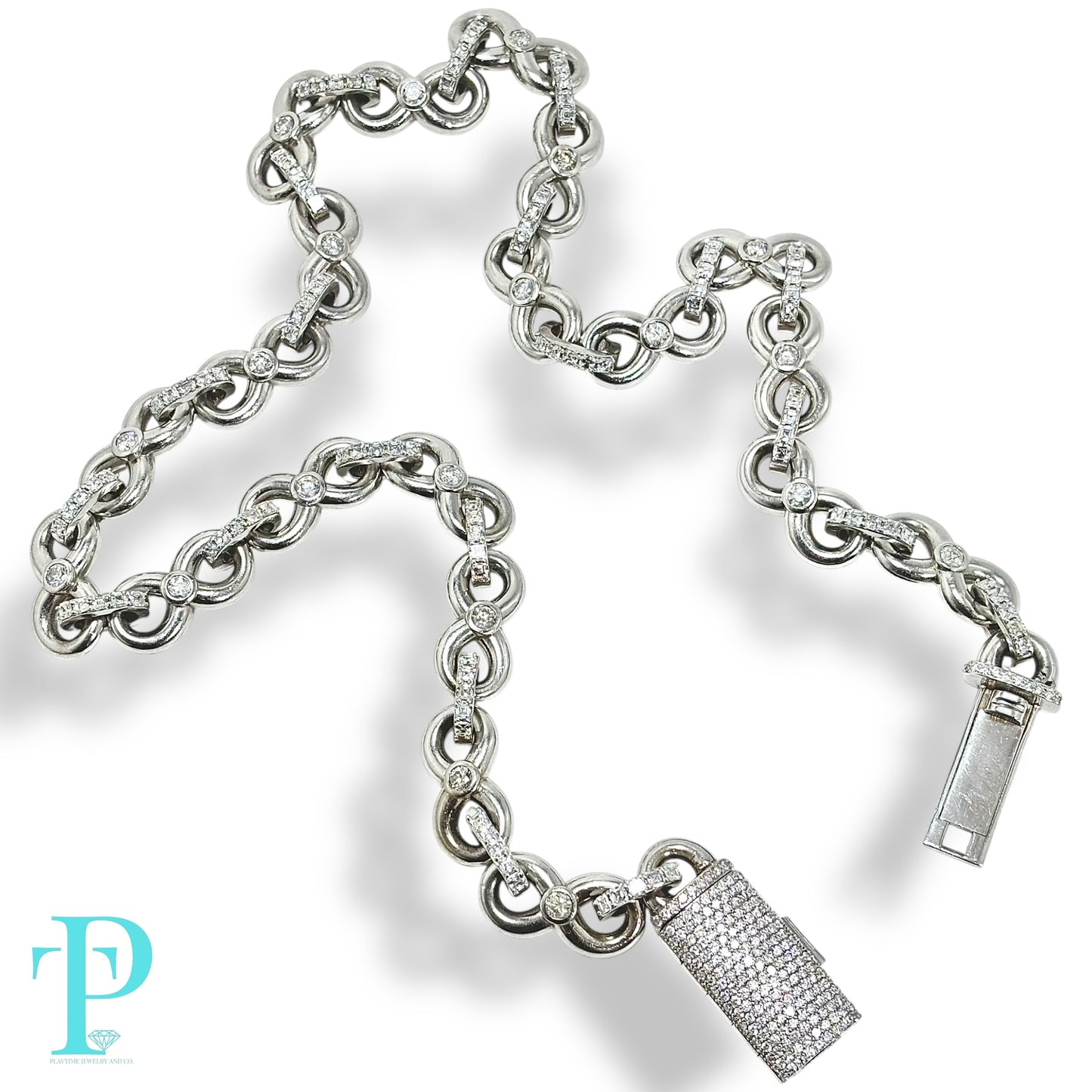 14KT WHITE GOLD / 166.0g 22” 15MM 17.56CTW DIAMOND / INFINITY LINK CHAIN