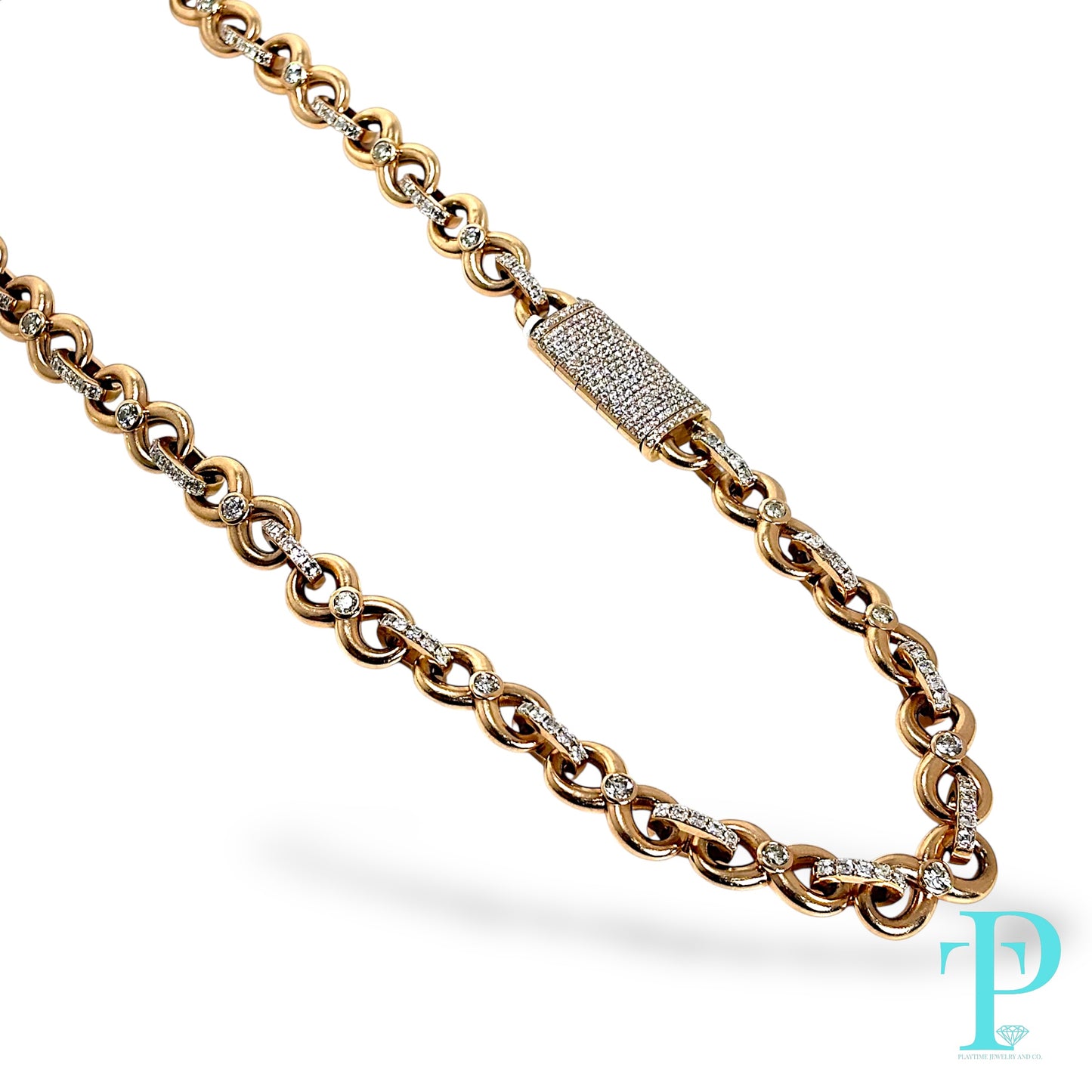 14KT ROSE GOLD 166g 22” 17.31CTW INFINITY LINK DIAMOND CHAIN