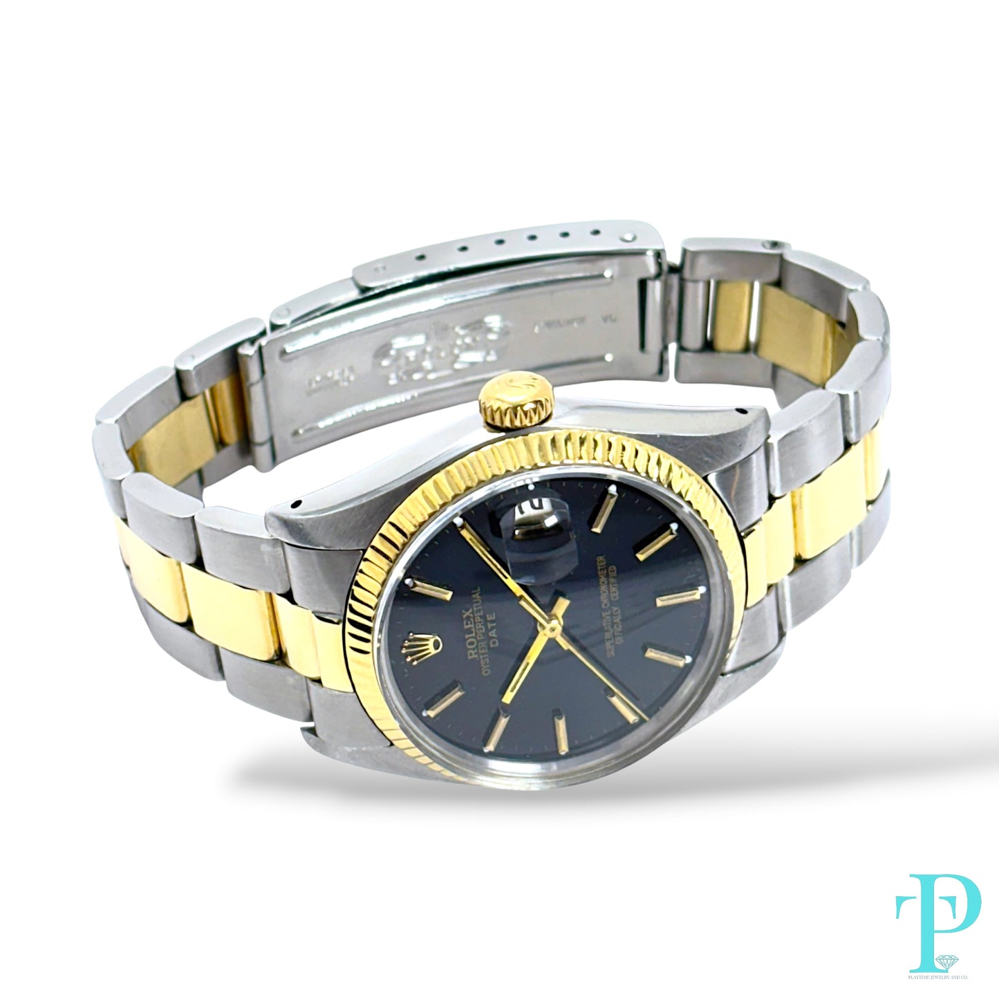 34MM ROLEX DATE Ref.1503 14KT YELLOW GOLD TWO-TONE MENS WATCH