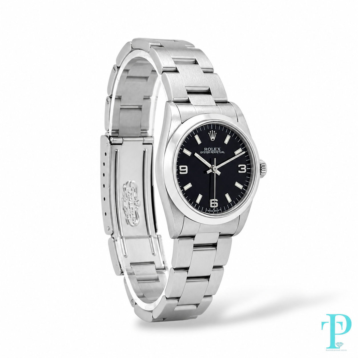 PRE-OWNED 31MM ROLEX OYSTER PERPETUAL 67480 BLACK DIAL