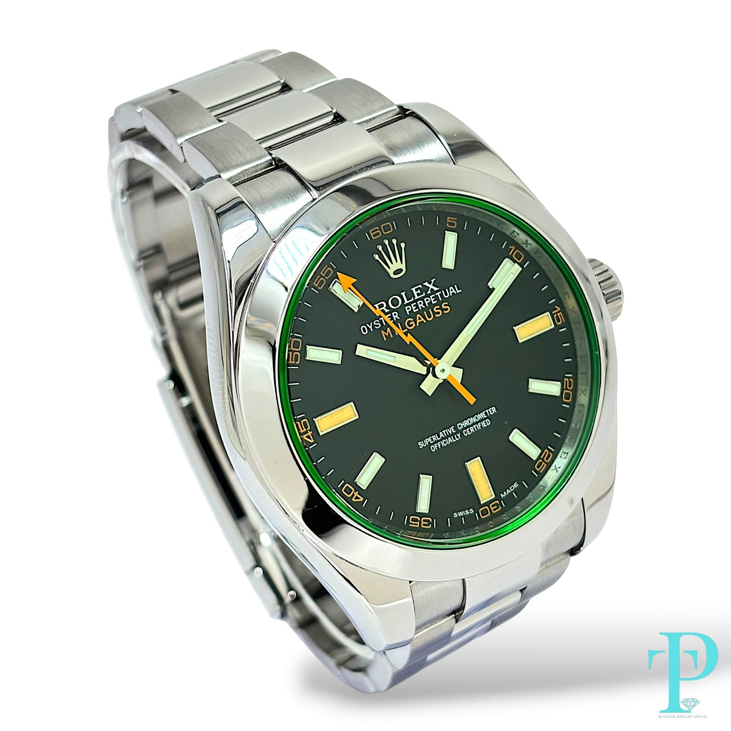 40MM ROLEX MILGAUSS GREEN CRYSTAL / Ref.116400V BLACK DIAL