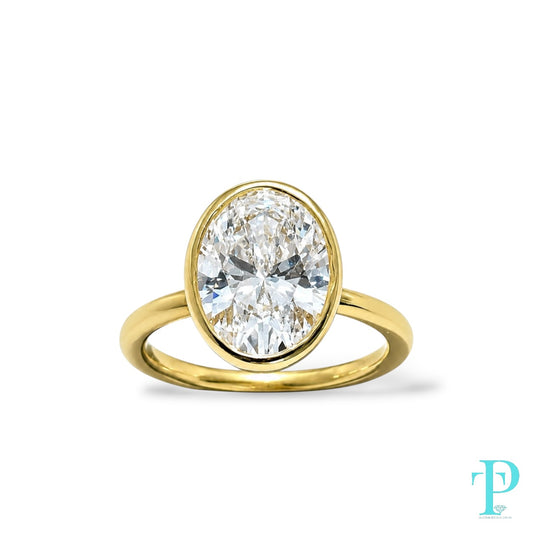 3.00CT 14KT YELLOW GOLD OVAL-CUT LAB DIAMOND ENGAGEMENT RING
