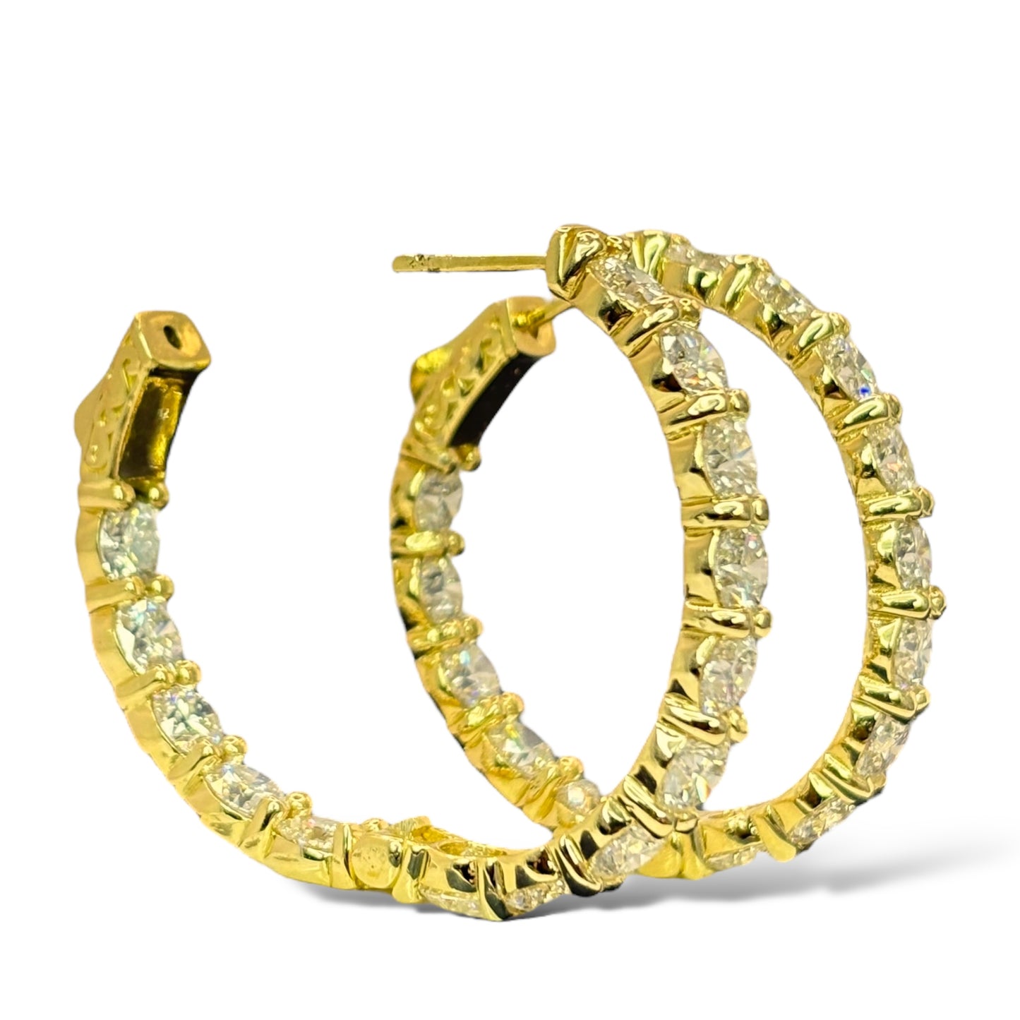 20Ptr 14KT YELLOW GOLD DIAMOND HOOPS 9.25CTW