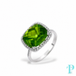 14KT GOLD LAB-GROWN 7.00CTW APPROX. PERIDOT & DIAMOND RING