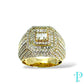 14KT GOLD MENS SQUARE TOP RING VVS-1 DIAMONDS