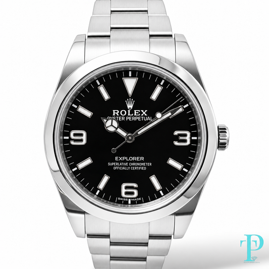 PRE-OWNED 40MM ROLEX EXPLORER 214270 / STEEL / BLACK DIAL