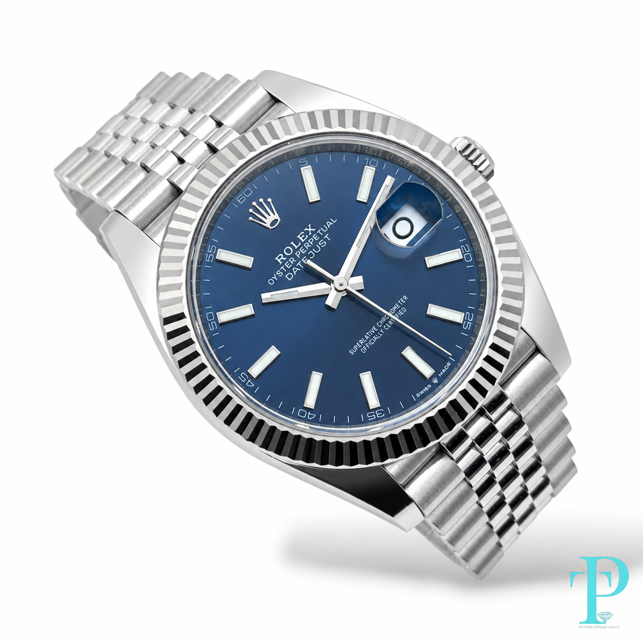 PRE-OWNED 41MM ROLEX DATEJUST REF.126334 18KT GOLD BEZEL & JUBILEE BRACELET