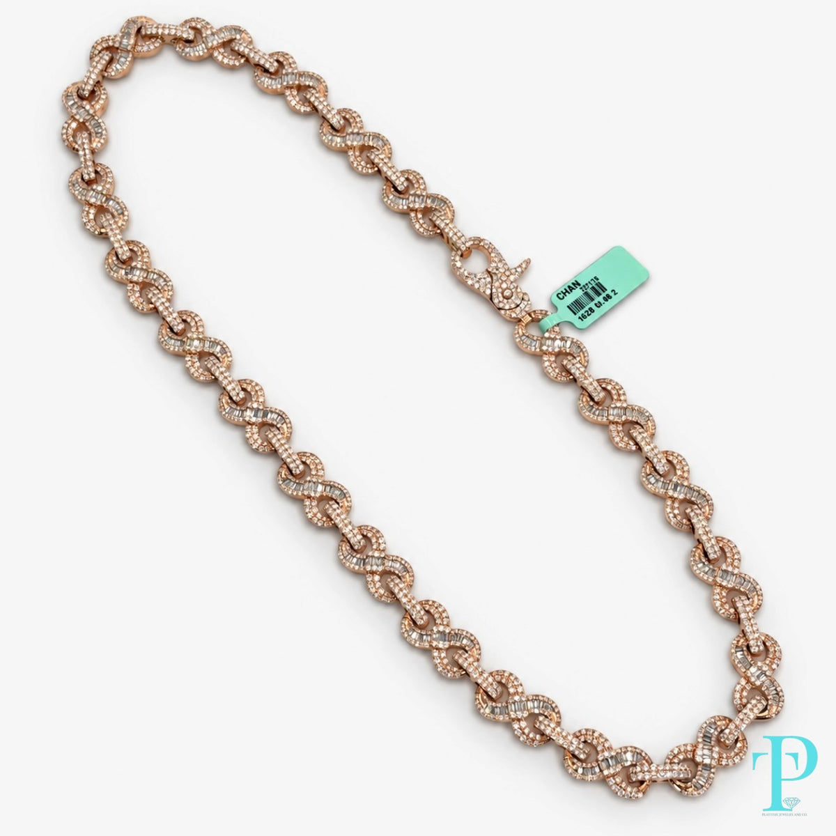14KT ROSE GOLD DIAMOND SET INFINITY CHAIN 15.5MM 22” 163g (LGD)