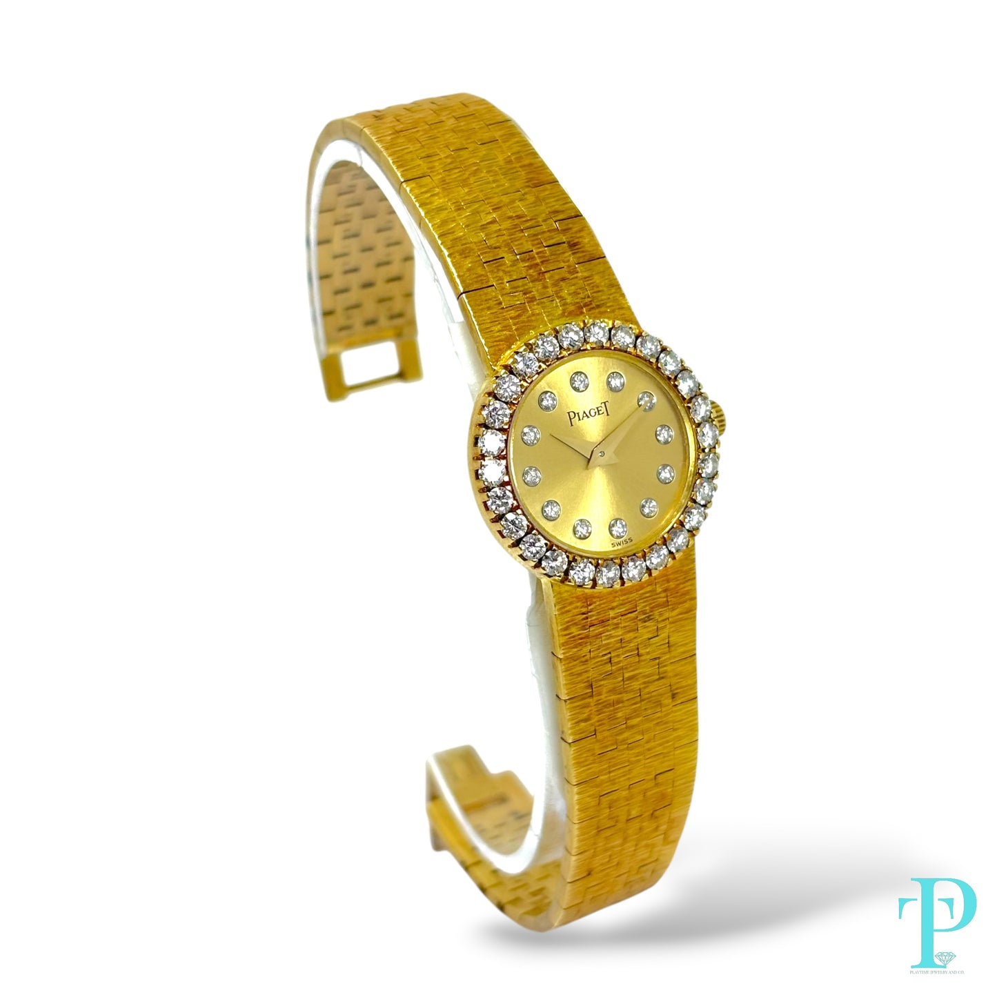 PIAGET 26MM 18KT GOLD & DIAMOND BEZEL LADIES VINTAGE COCKTAIL WATCH