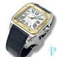 41MM CARTIER SANTOS 100 XL / 18KT YELLOW GOLD / STAINLESS STEEL / WHITE ROMAN DIAL / LEATHER BRACELET / AUTOMATIC MOVEMENT