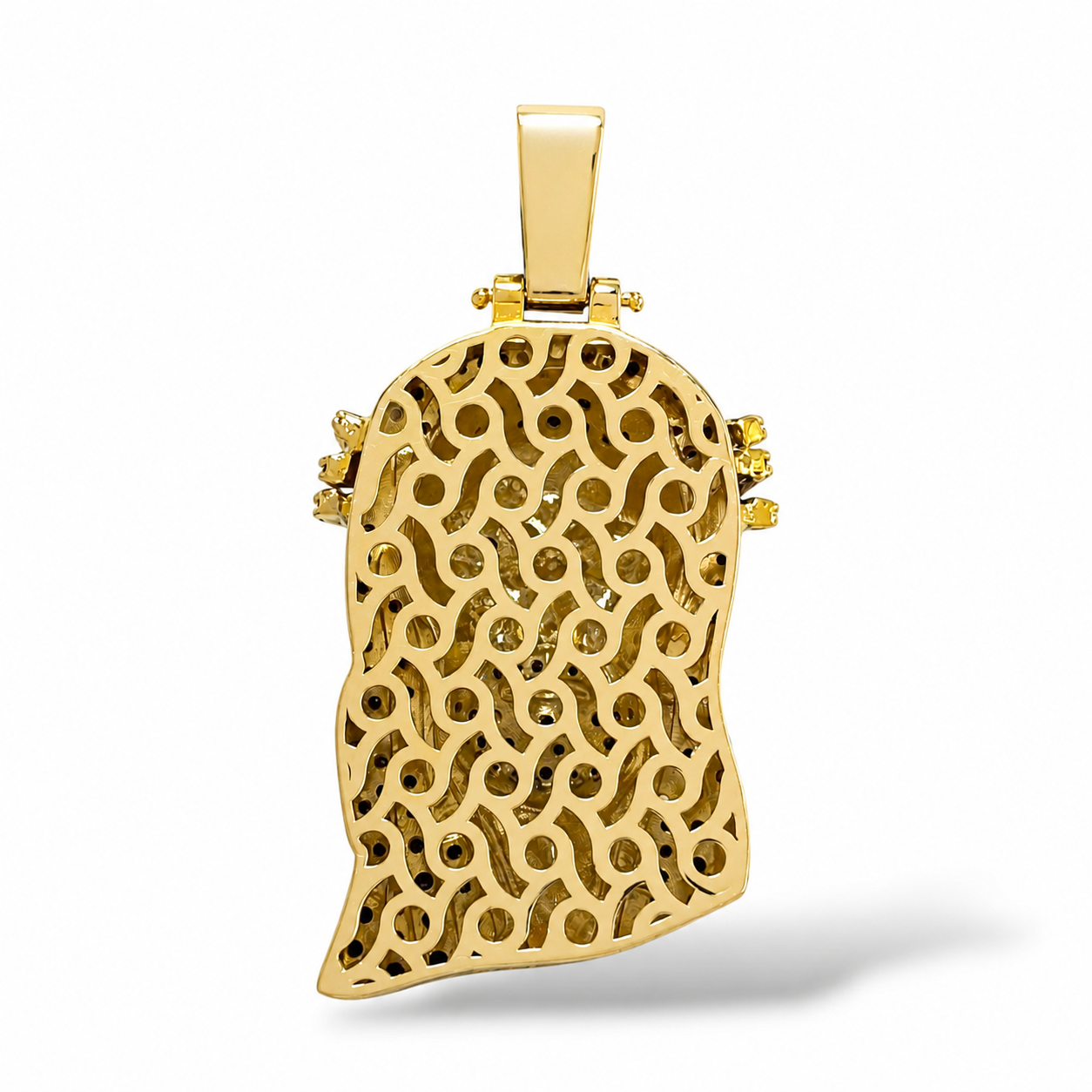 3.59CTW 14KT GOLD BLACK DIAMOND JESUS PIECE PENDANT