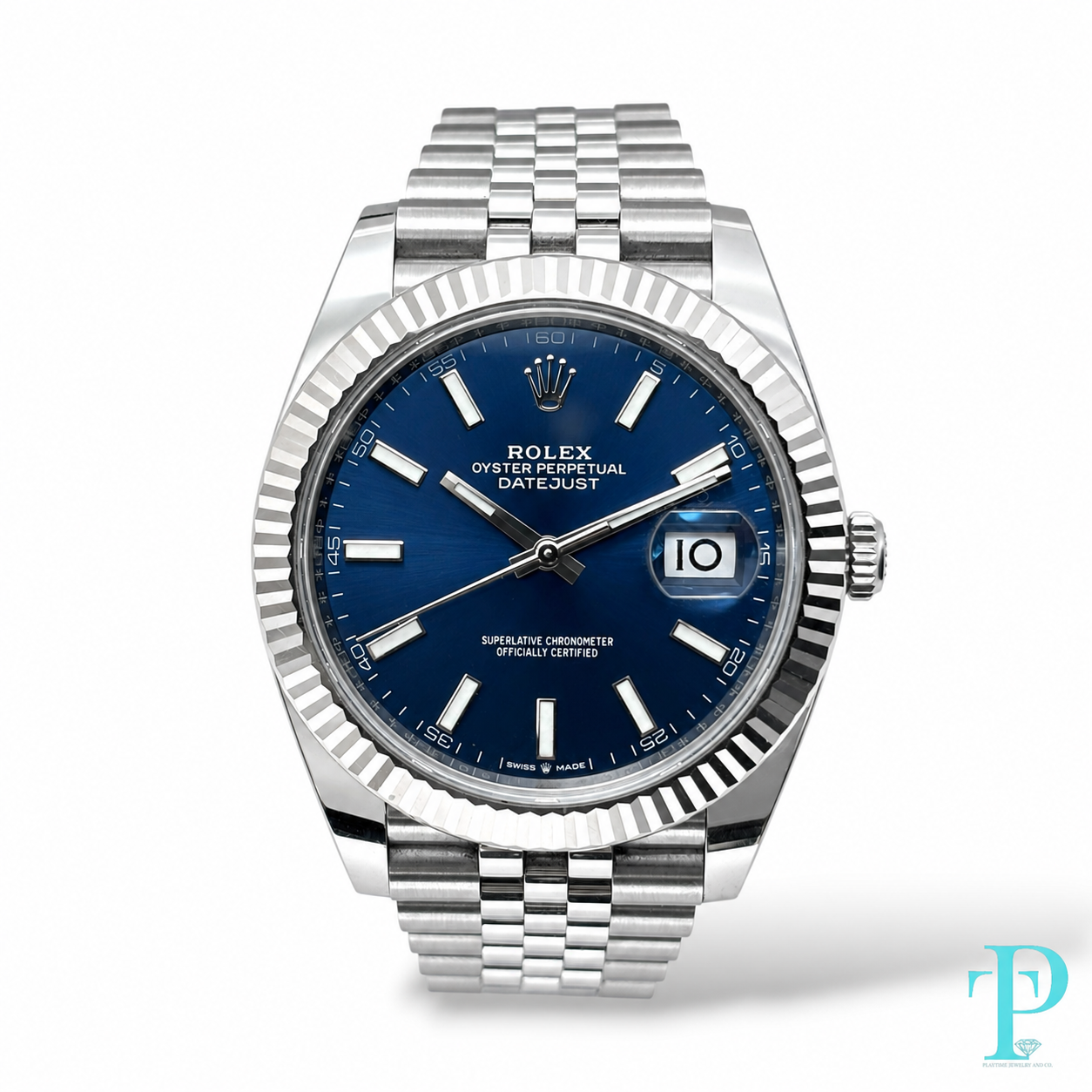 PRE-OWNED 41MM ROLEX DATEJUST REF.126334 18KT GOLD BEZEL & JUBILEE BRACELET