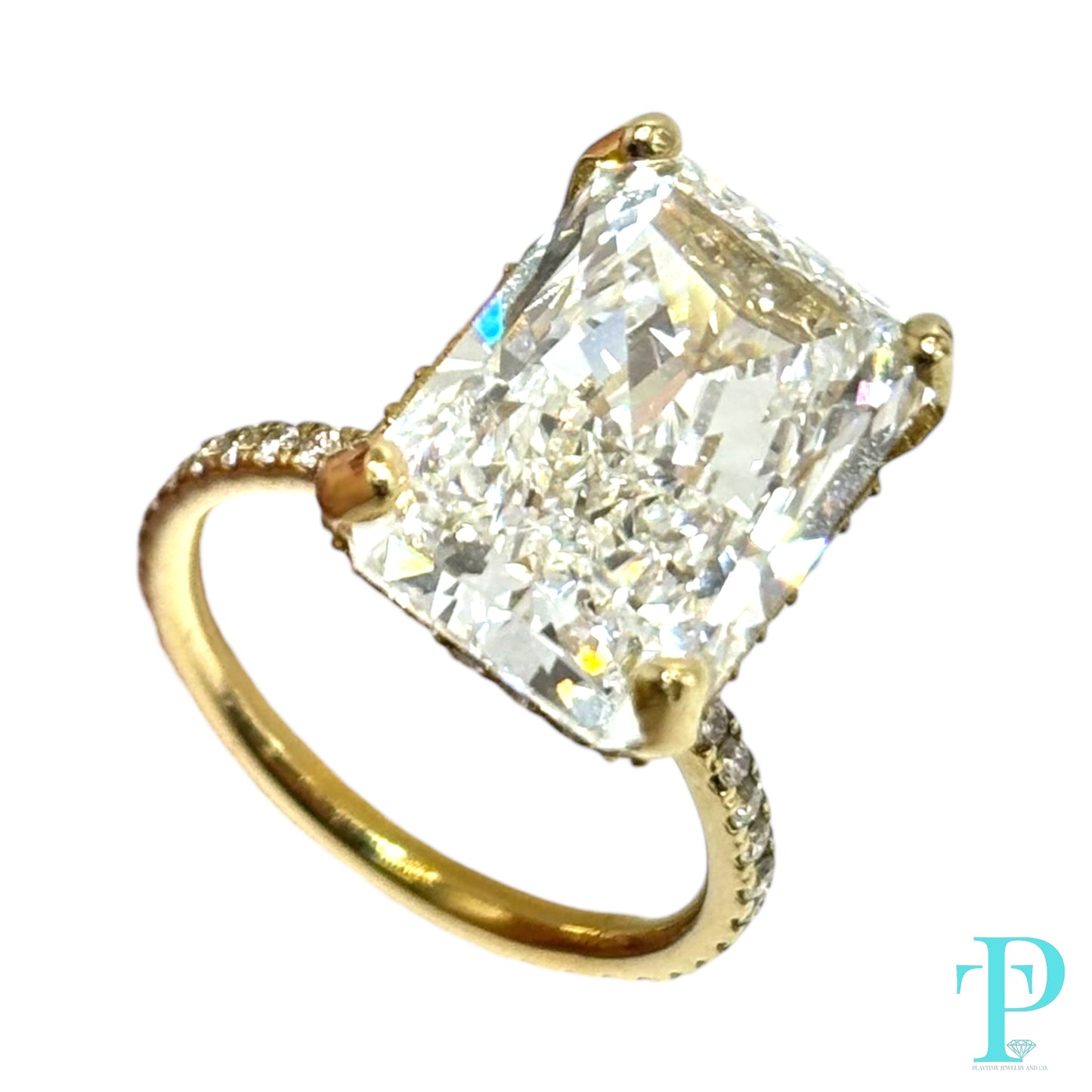 10.58CTW RADIANT-CUT LAB-GROWN DIAMOND ENGAGEMENT RING 14KT YELLOW GOLD