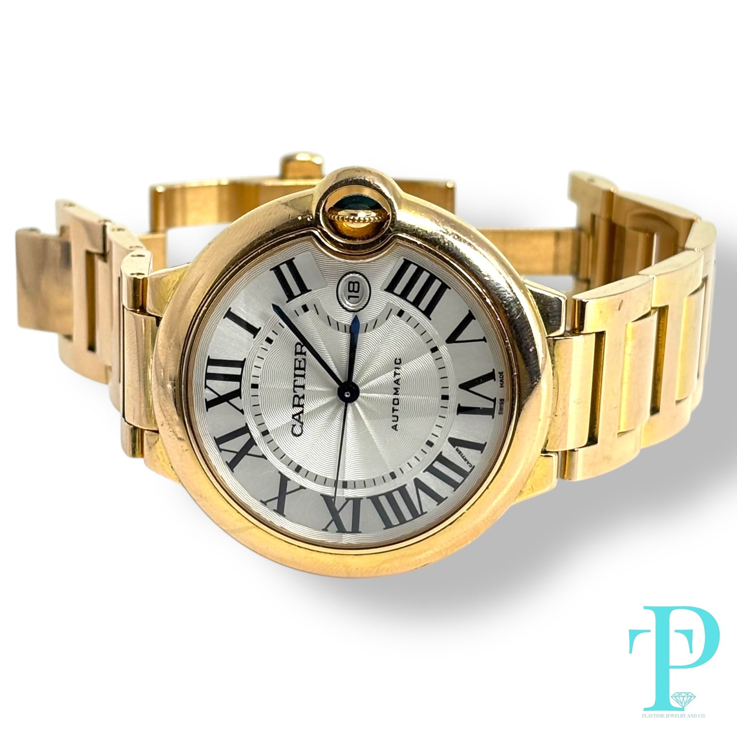 38MM CARTIER BALLON BLEU / 18KT ROSE GOLD / WHITE ROMAN DIAL / AUTOMATIC