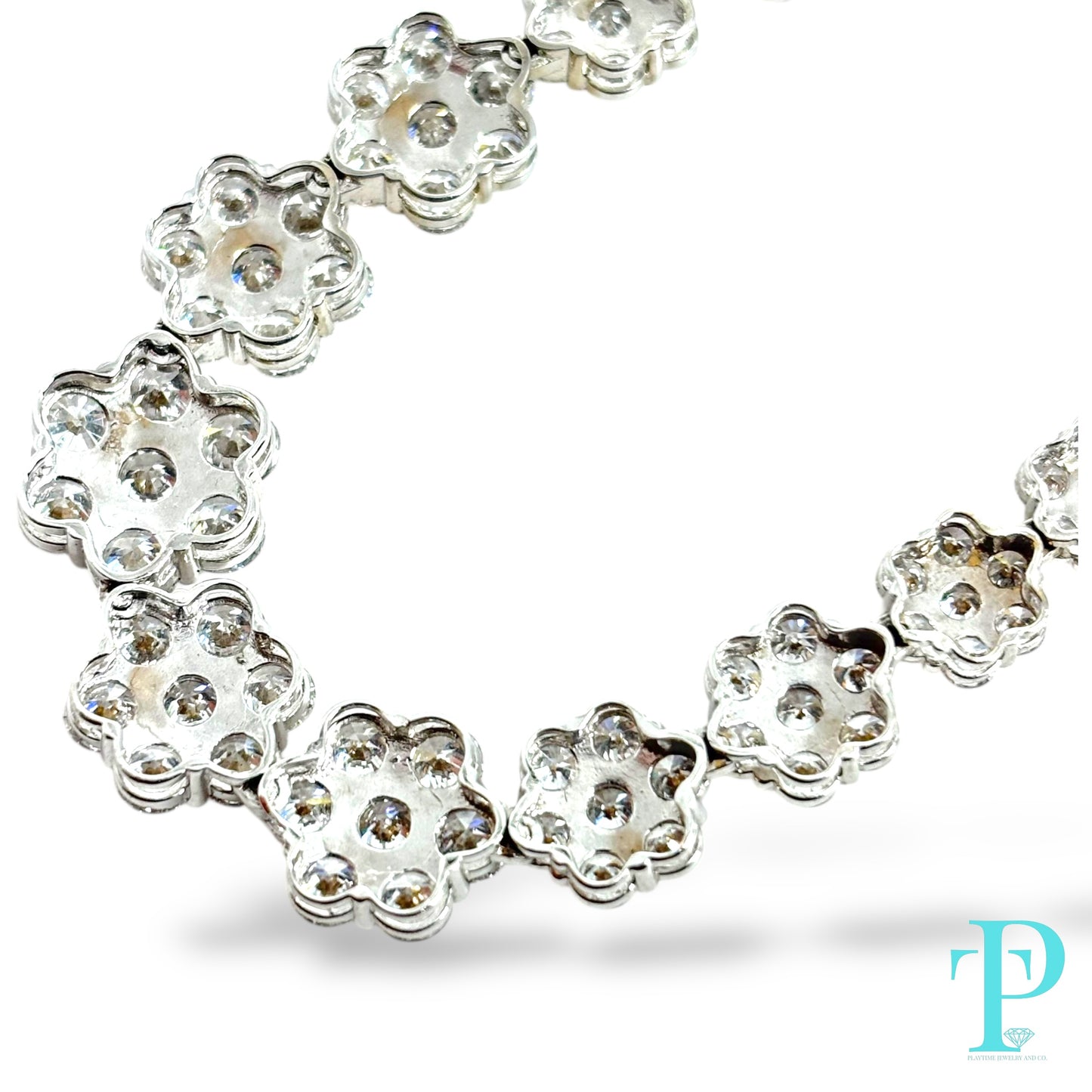 LARGE POINTER CLUSTER / TENNIS NECKLACE / 16” 14KT 26.11CTW / VVS-1 LAB-GROWN