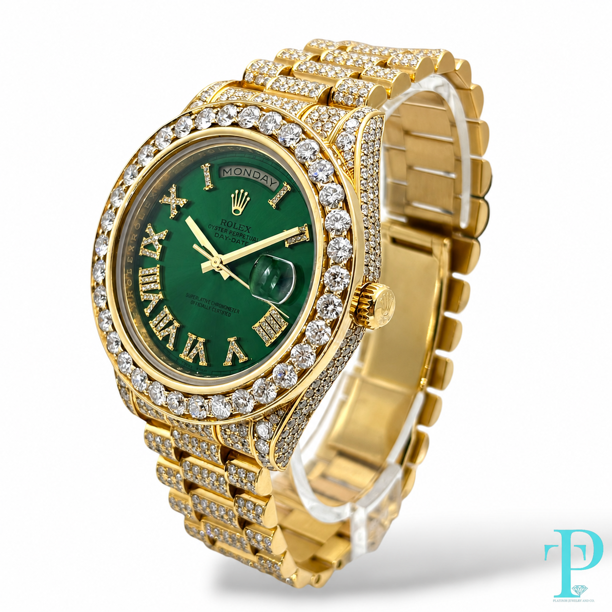 PRE-OWNED 41MM ROLEX DAY-DATE “PRESIDENTIAL” 18KT GOLD 30CTW DIAMOND BUSTDOWN