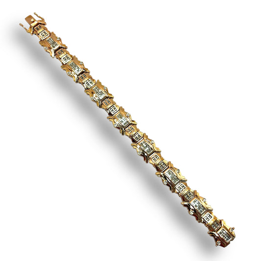 10MM 14KT ROSE GOLD “FANCY” DIAMOND LINK BRACELET 8.05CTW