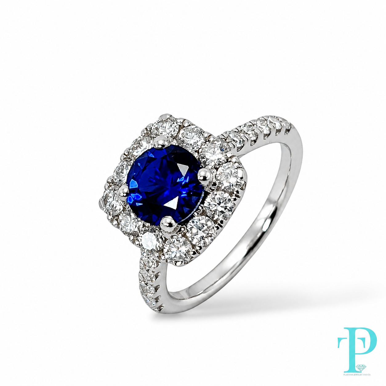 14KT GOLD LAB-GROWN 2.00CTW SAPPHIRE & DIAMOND RING