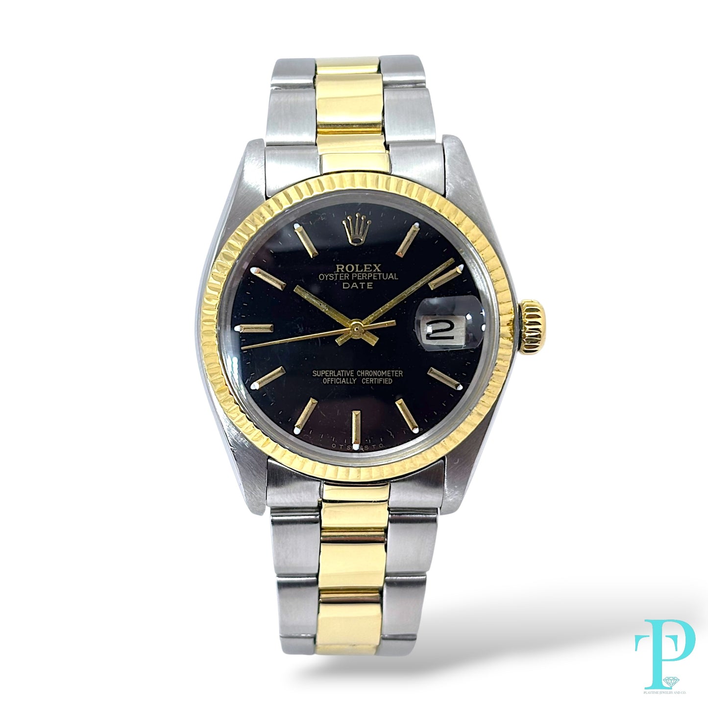 34MM ROLEX DATE Ref.1503 14KT YELLOW GOLD TWO-TONE MENS WATCH