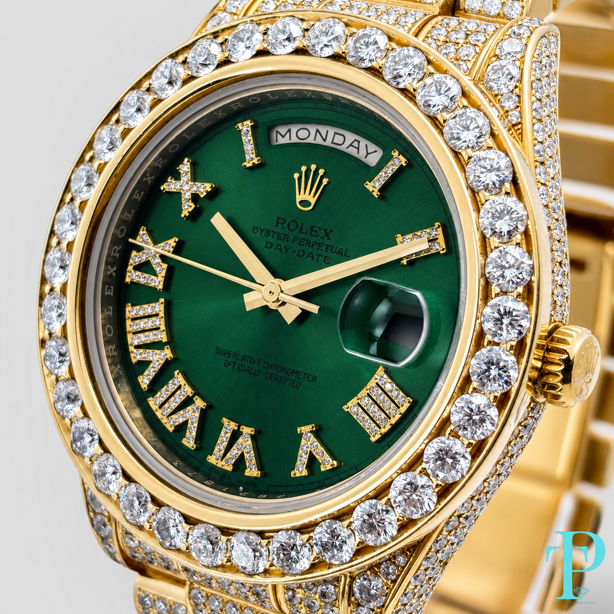 PRE-OWNED 41MM ROLEX DAY-DATE “PRESIDENTIAL” 18KT GOLD 30CTW DIAMOND BUSTDOWN