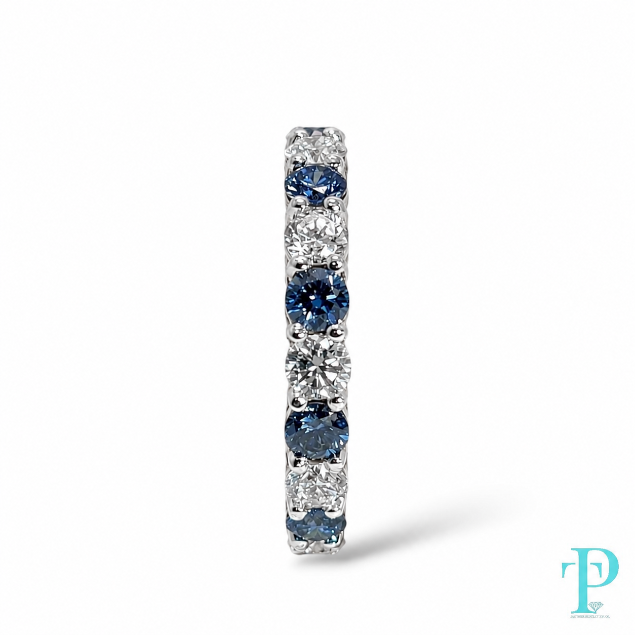 3.20CTW 14KT WHITE GOLD BLUE & WHITE DIAMOND ETERNITY BAND