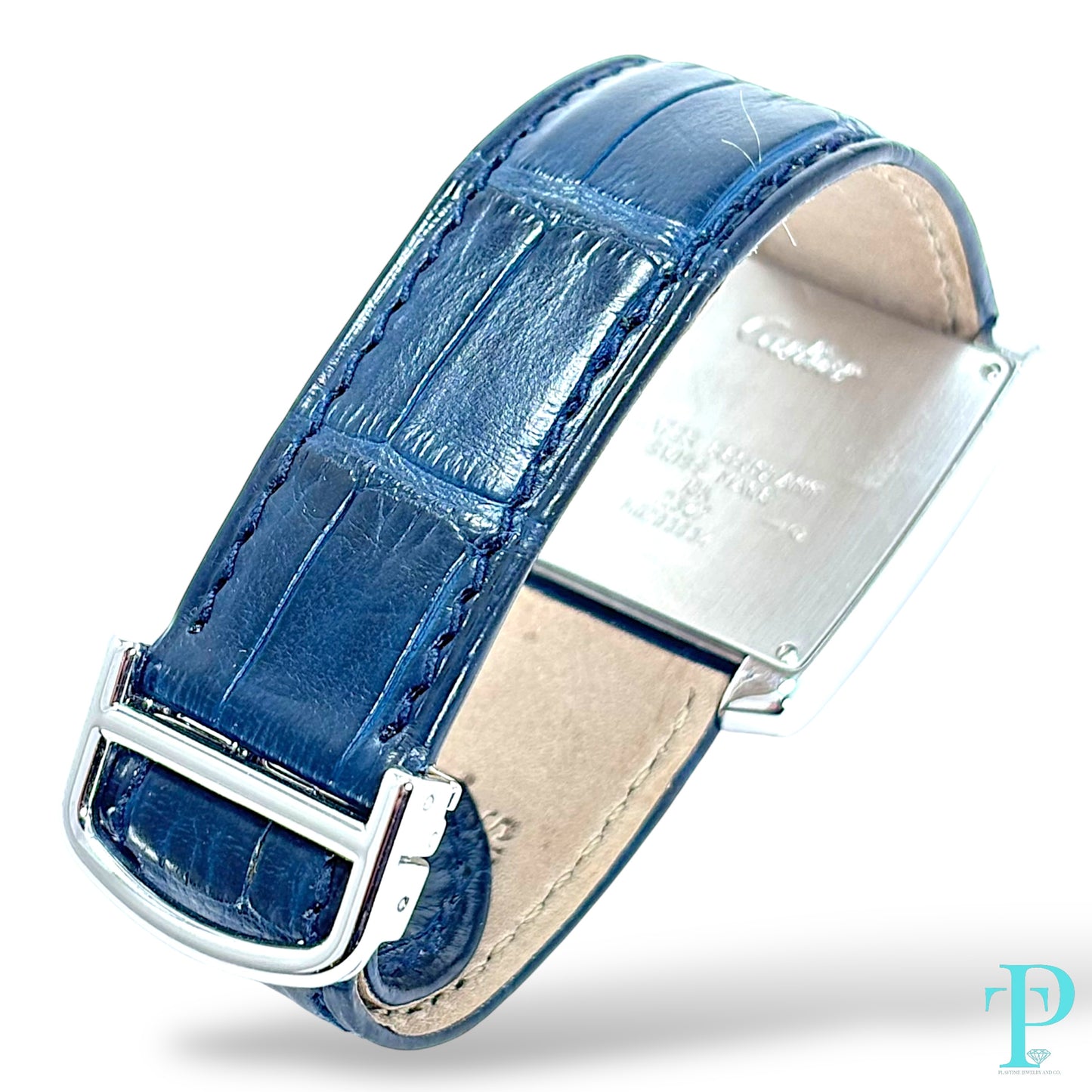 28MM CARTIER TANK FRANÇAISE CHRONOFLEX / 18KT WHITE GOLD / FACTORY DIAMOND BEZEL
