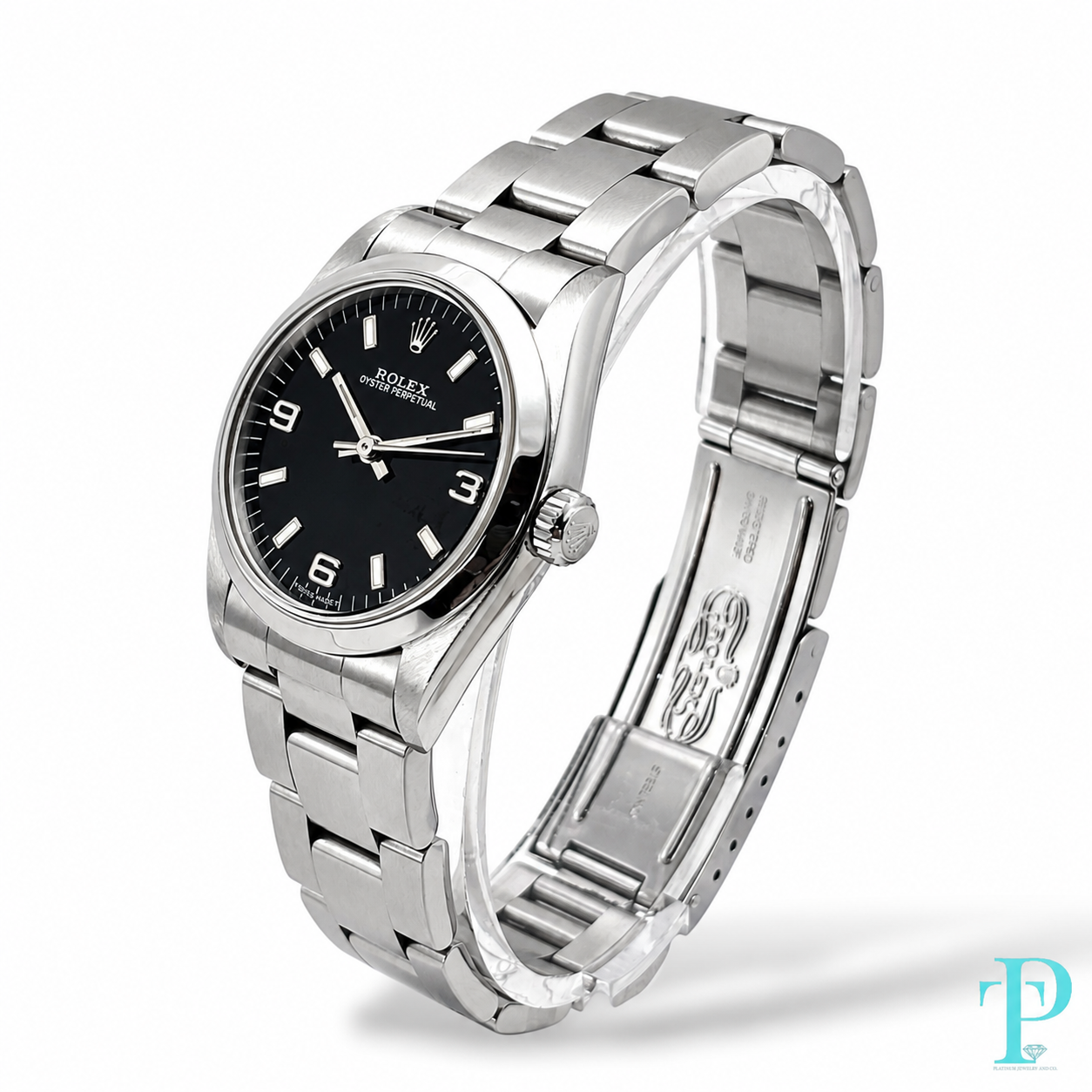 PRE-OWNED 31MM ROLEX OYSTER PERPETUAL 67480 BLACK DIAL
