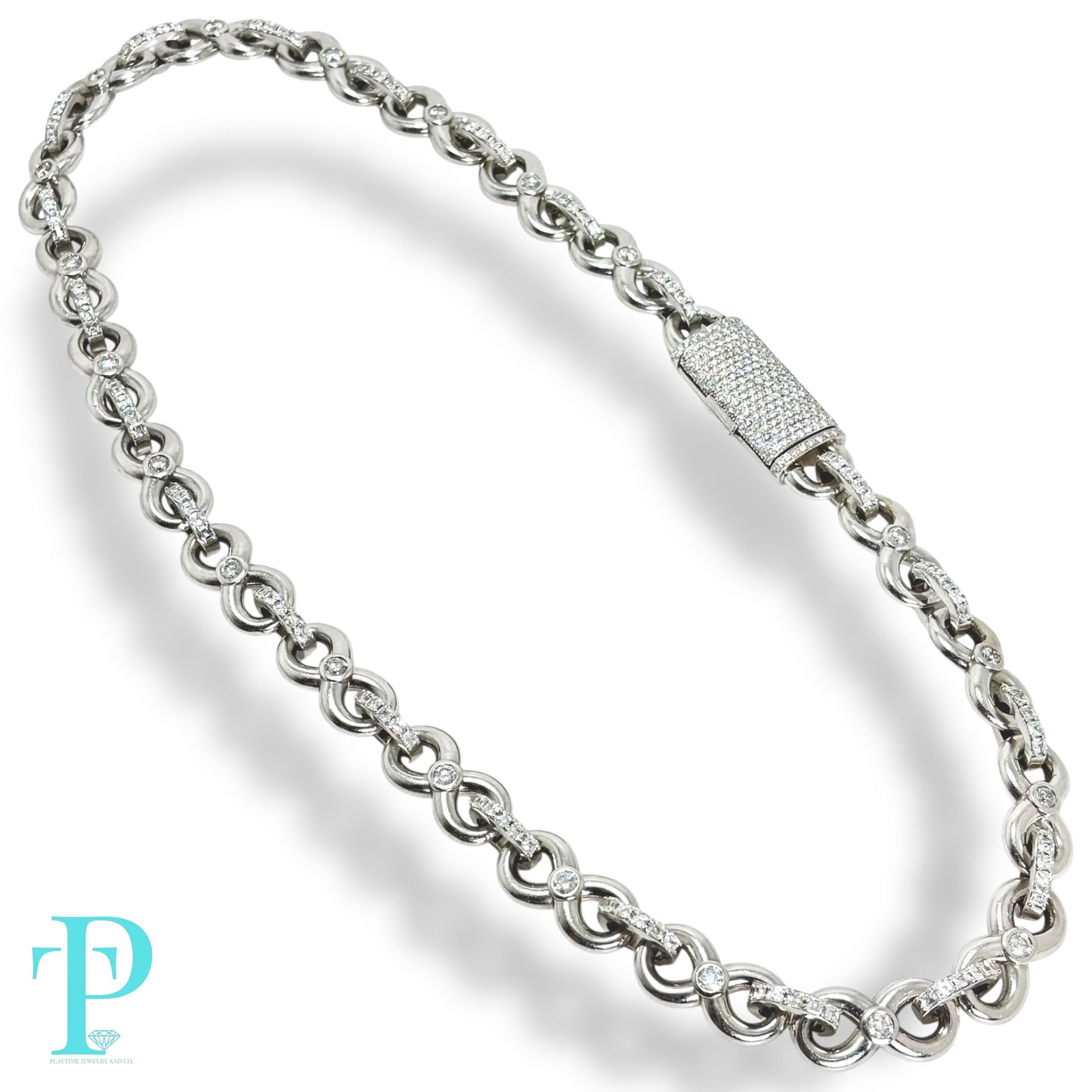 14KT WHITE GOLD / 166.0g 22” 15MM 17.56CTW DIAMOND / INFINITY LINK CHAIN
