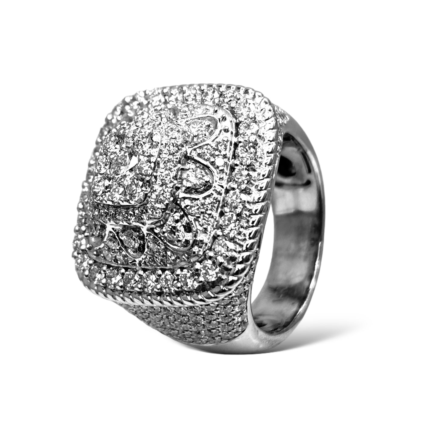 14KT WHITE GOLD PYRAMID SQUARE DIAMOND RING 4.32 CT