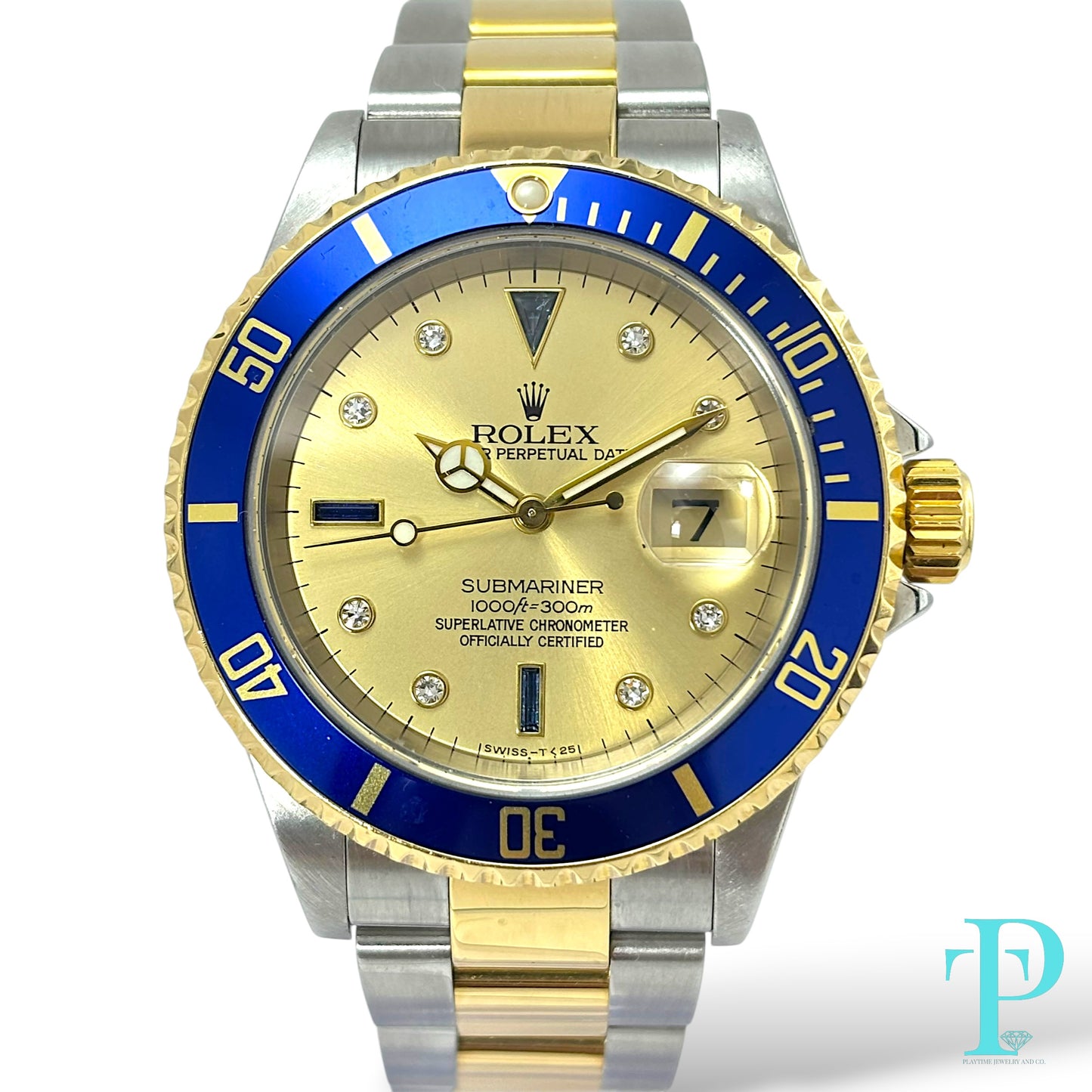 40MM ROLEX SUBMARINER (ANNIVERSARY “SERTI” DIAL) 18KT GOLD / STAINLESS STEEL TWO-TONE / OYSTER BRACELET / AUTOMATIC / DIAMOND AND SAPPHIRE SET HOUR MARKERS
