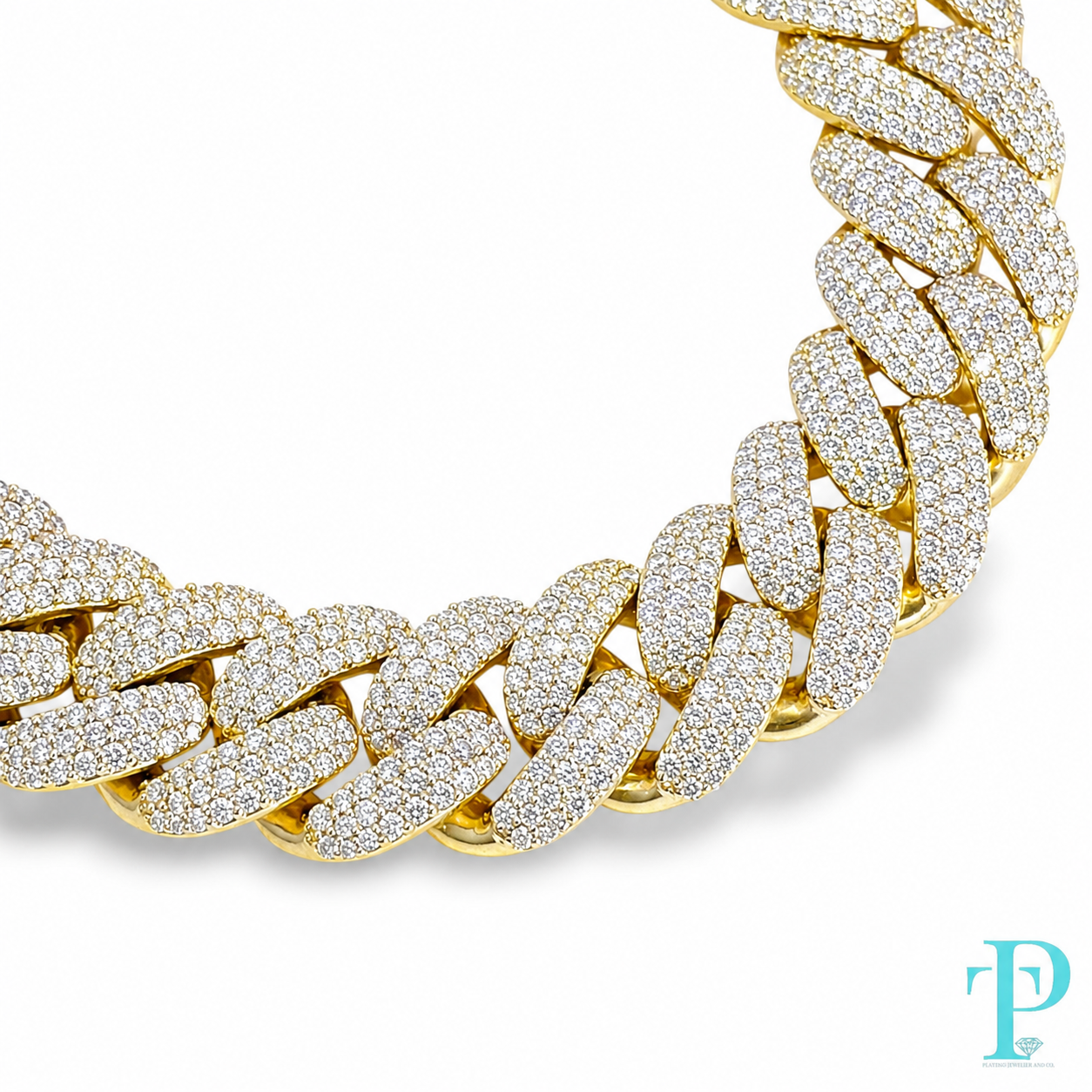10MM 10KT YELLOW GOLD 24CTW NATURAL DIAMOND CUBAN LINK BRACELET