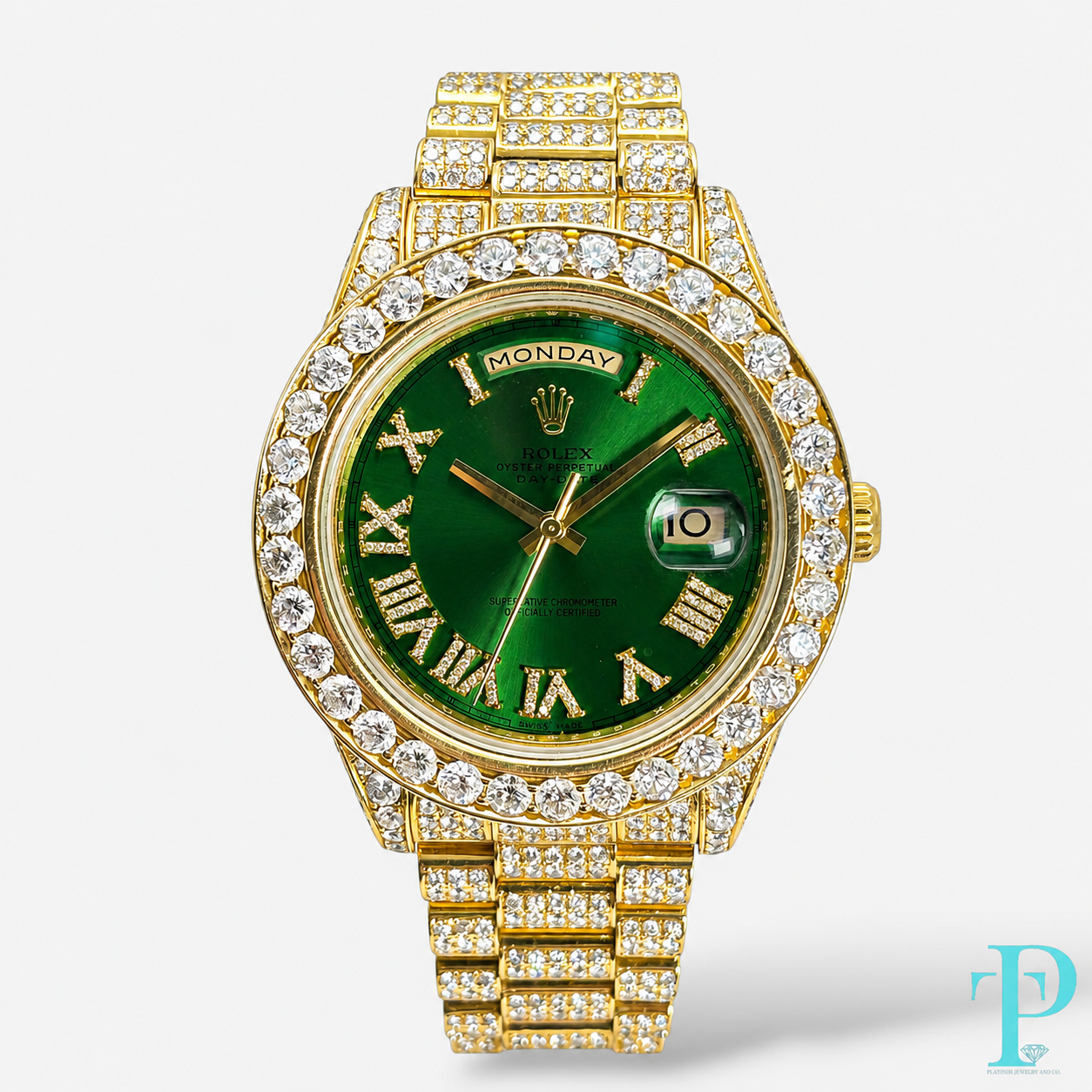 PRE-OWNED 41MM ROLEX DAY-DATE “PRESIDENTIAL” 18KT GOLD 30CTW DIAMOND BUSTDOWN