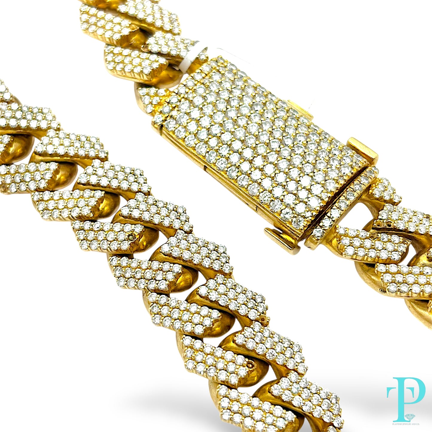 10KT YELLOW GOLD / 17MM 460.0g 22” 50.6CTW DIAMOND / MIAMI CUBAN LINK CHAIN