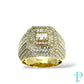 14KT GOLD MENS SQUARE TOP RING VVS-1 DIAMONDS