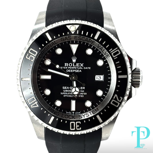 44MM ROLEX DEEPSEA / OYSTER FLEX RUBBER BAND / BLACK DIAL / DATE-FUNCTION / OYSTER-STEEL / AUTOMATIC MOVEMENT