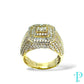 14KT GOLD MENS SQUARE TOP RING VVS-1 DIAMONDS
