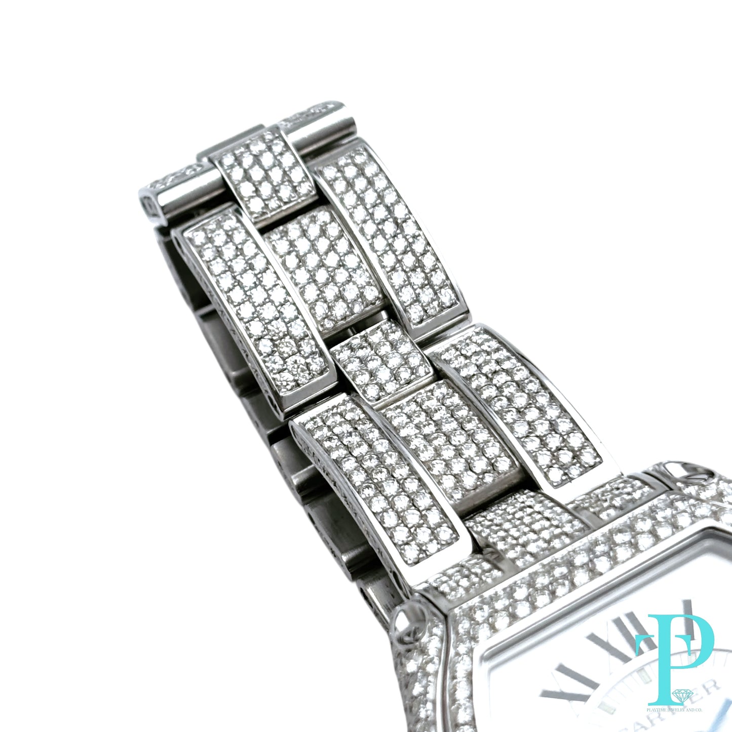 38MM CARTIER ROADSTER BUSTDOWN/DIAMOND ENCRUSTED REF. 2510 STAINLESS STEEL / WHITE ROMAN DIAL / AUTOMATIC MOVEMENT
