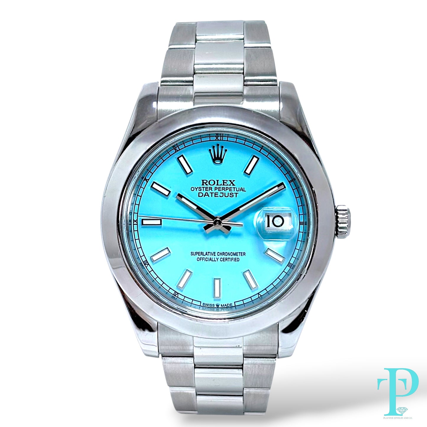 41MM ROLEX DATEJUST TIFFANY BLUE DIAL MENS WATCH REF.116300